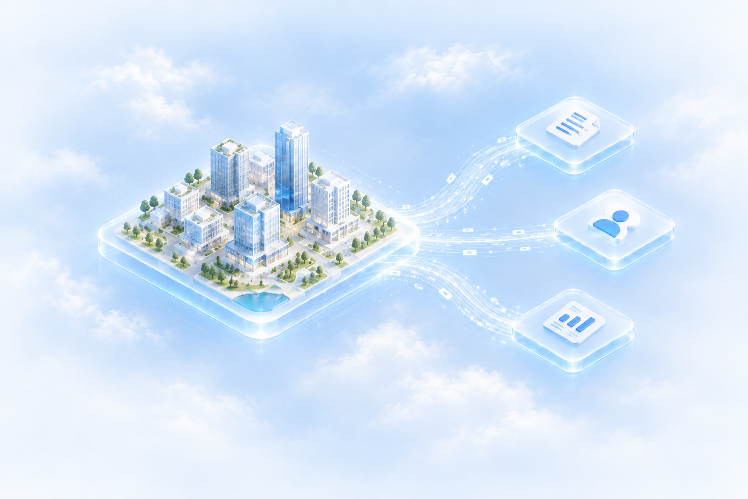 A property portfolio connected directly to its documents, tenants and ledger.