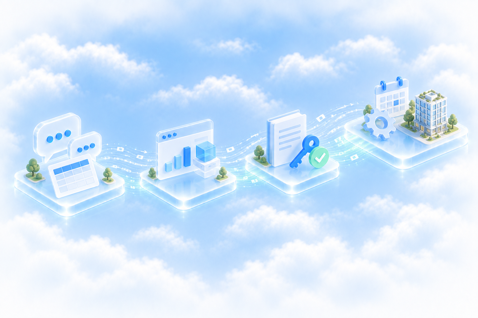 Four steps: we listen, we confirm scope, we deliver, and it runs.