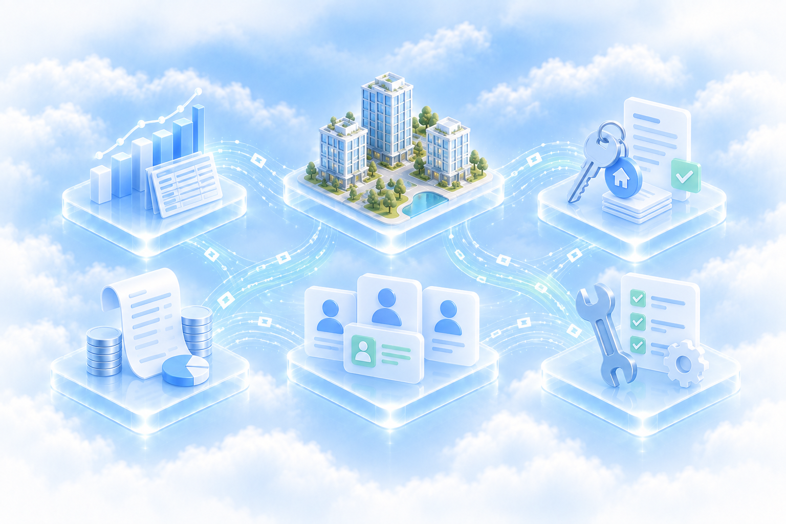 Every record type: financials, properties, leasing, payments, contacts and maintenance.