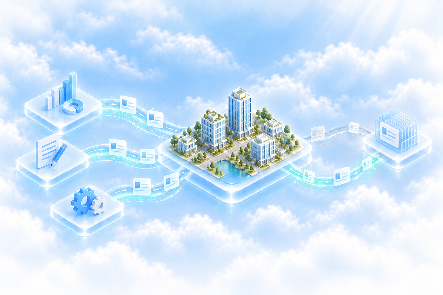A property portfolio connected to your tools on one side and to structured records on the other.